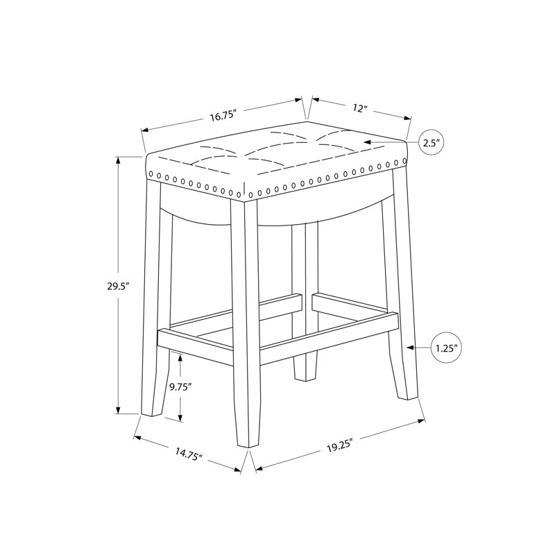 Rylan Bar Stool, Counter Height, Saddle Seat, Kitchen, Wood, Pu Leather Look, Bar Stool ( 29.5" Seat Height), White, Gray