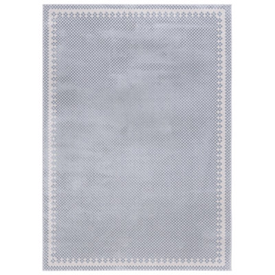 Tapis géométrique gris / beige en polyester / polypropylène tissé à la machine