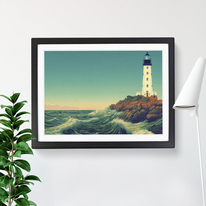 Lighthouse Seascape Vol.1 1 Piece Single Picture Frame Wall Art, 46cm H x 64cm W, Black