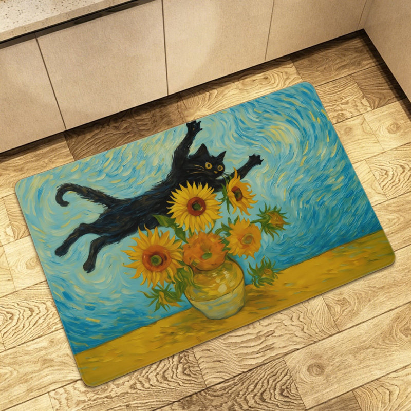 Tapis d'entrée de ferme de style campagnard 24 po x 36 po Van Gogh, Blue