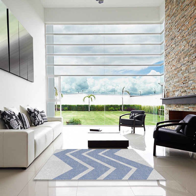 Tapis gris / bleu Antronette, Carré 7 pi