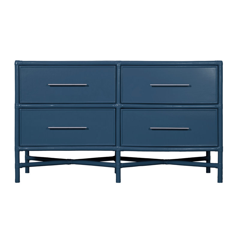 Venice 4 Drawers 54" W Double Dresser, Navy Blue