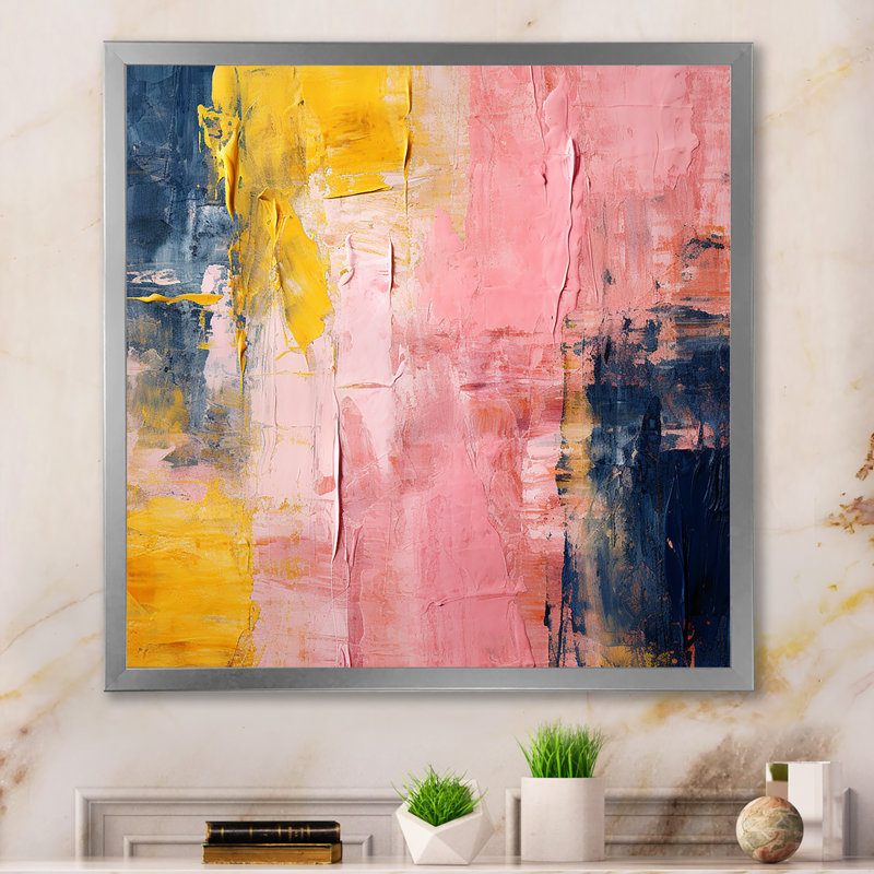 Célébration de la destinée abstraite, or rose, peinture I - reproduction sur toile, H 30 po x l 30 po x P 1 po