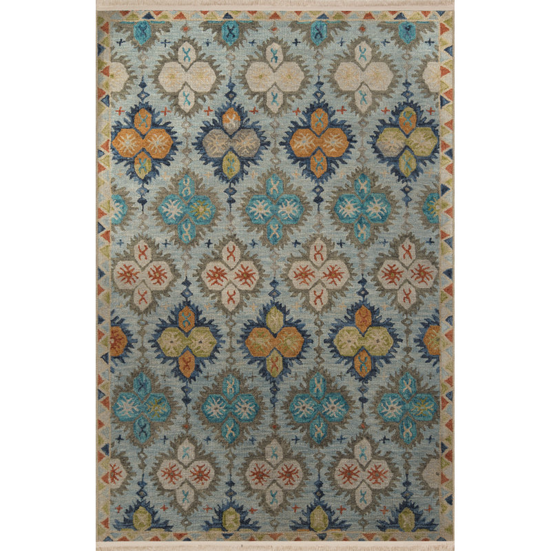 Tapis décoratif rétro multicolore à motif traditionnel bleu clair, Tapis de couloir 3 pi 3,37 po x 9 pi 10,11 po