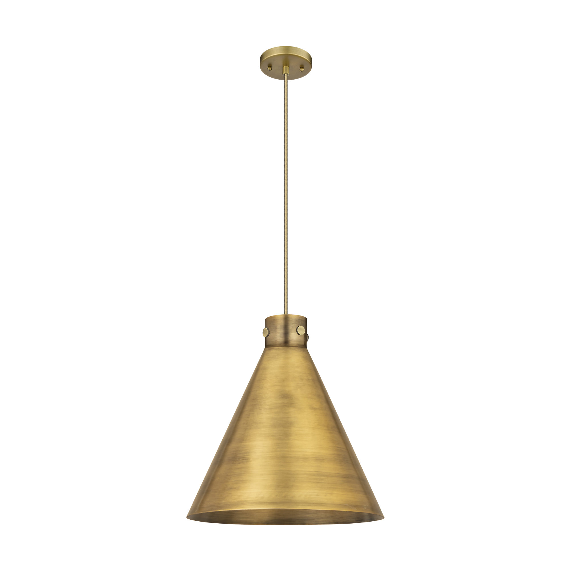 Coterie Single Light Metal Dimmable Pendant, Brushed Brass, 20.13" H x 18" W x 18" D