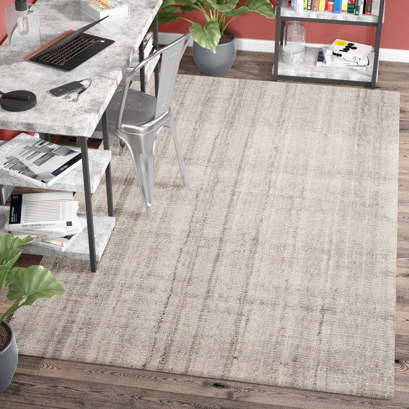 Mcentee Handmade Tufted Light Gray Area Rug, Rectangle 10' x 14'