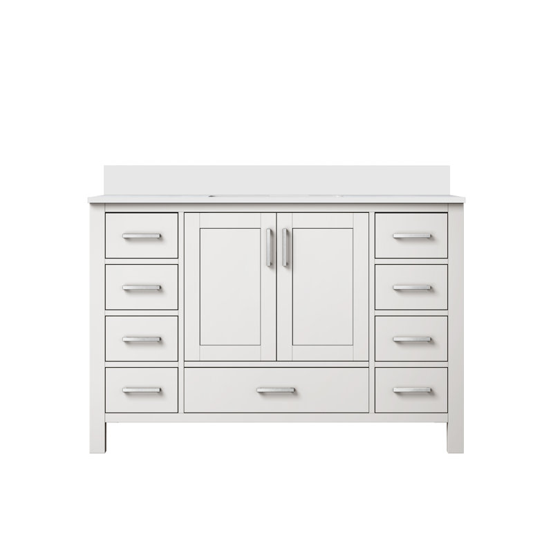 Meuble-lavabo simple Big Sur, 48", Marbre de culture blanc, Vert