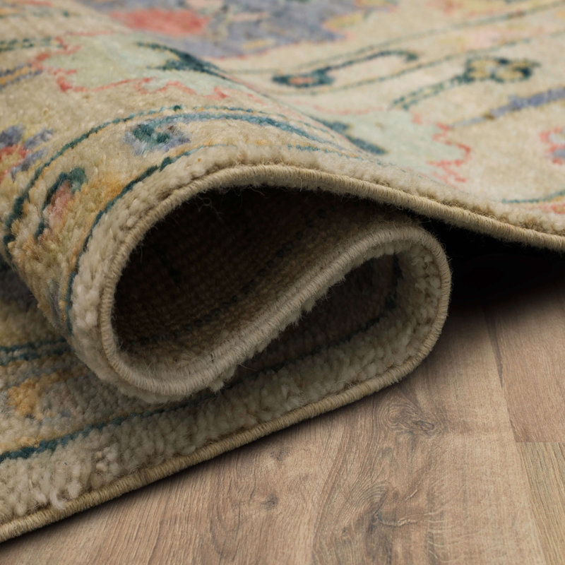 Cream Abstract Hand-Knotted Wool 8' x 10' Area Rug