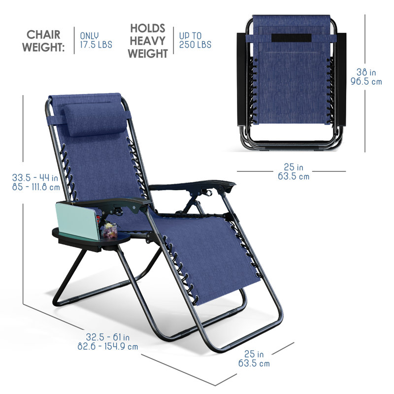 Chaises d'extérieur inclinables avec coussins et porte-gobelets Nestl, Bleu