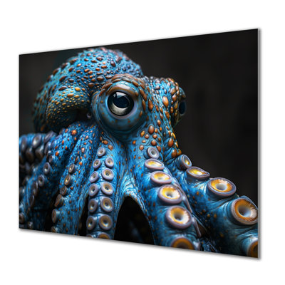 Blue Gold Octopus King Of The Ocean - Sea Creatures Wall Decor