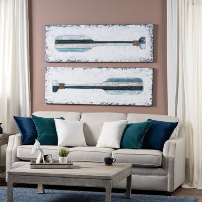 Paddles Up 2-Piece Coastal Beach Canvas Painting