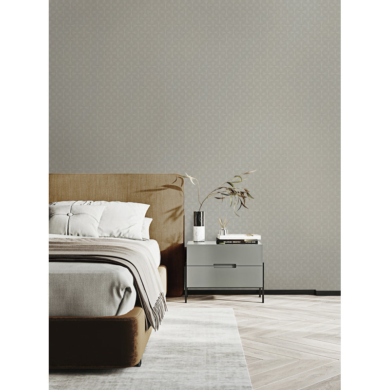 Boutique Shimmery Geometric Zen Wallpaper Roll, Bronze/Black