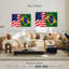 Drapeau des États-Unis et du Brésil, reproduction sur toile-102417863