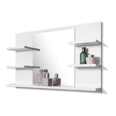 Jakiah Rectangle Wall Mirror with Shelves