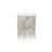 Khiree Aluminum Metal Metallic Cutout Abstract Side End Silver Accent Table with Glass Tabletop