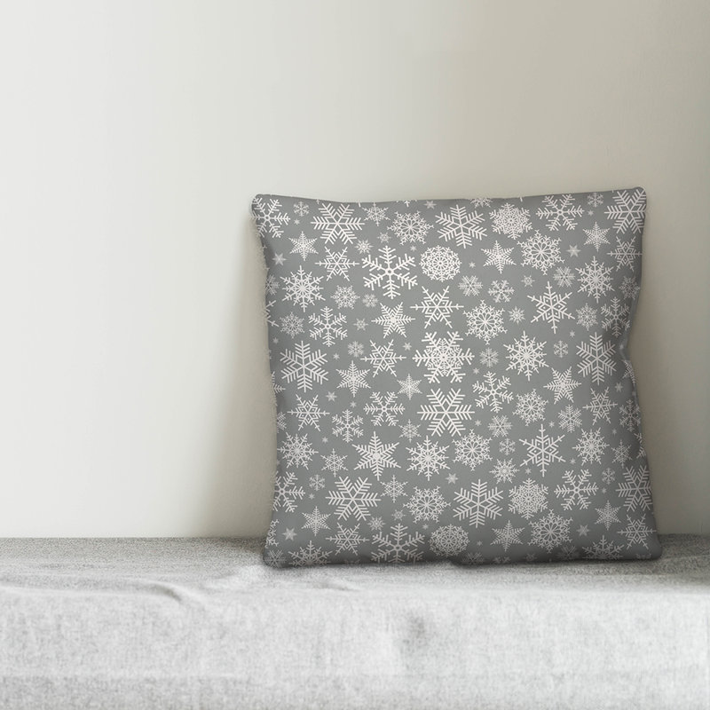  Housse de coussin Snowflake, 16 po x 1 po, Argent, Polyester/ Bourre en polyester