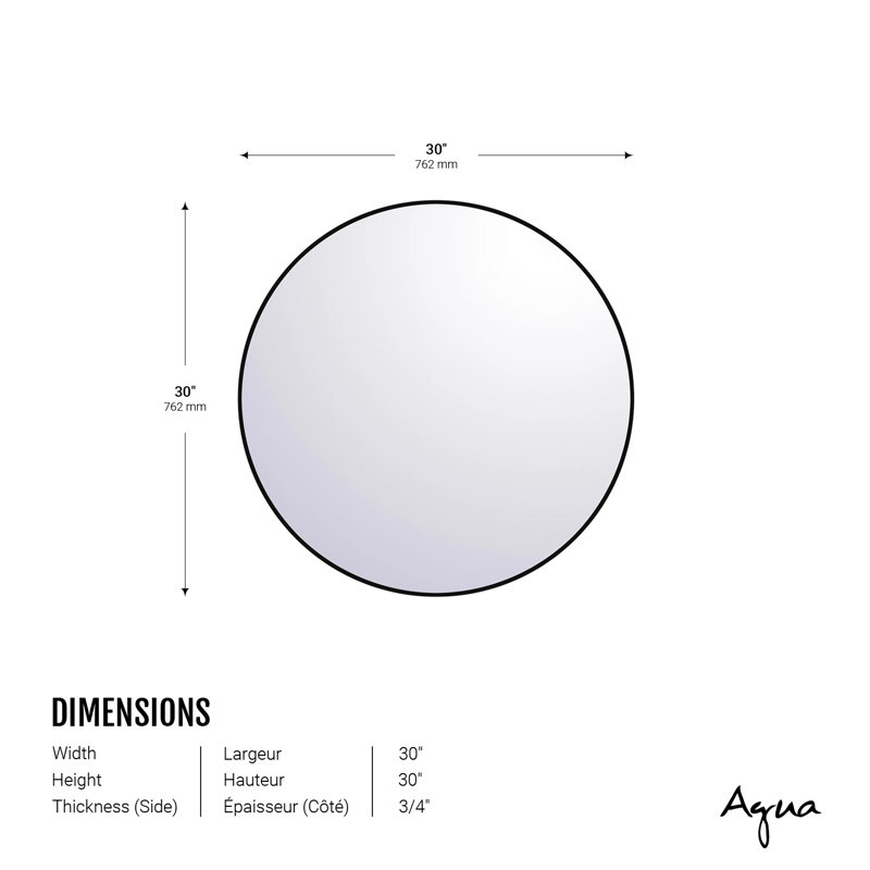 Rim Accent Mirror, Black, 30" x 30"