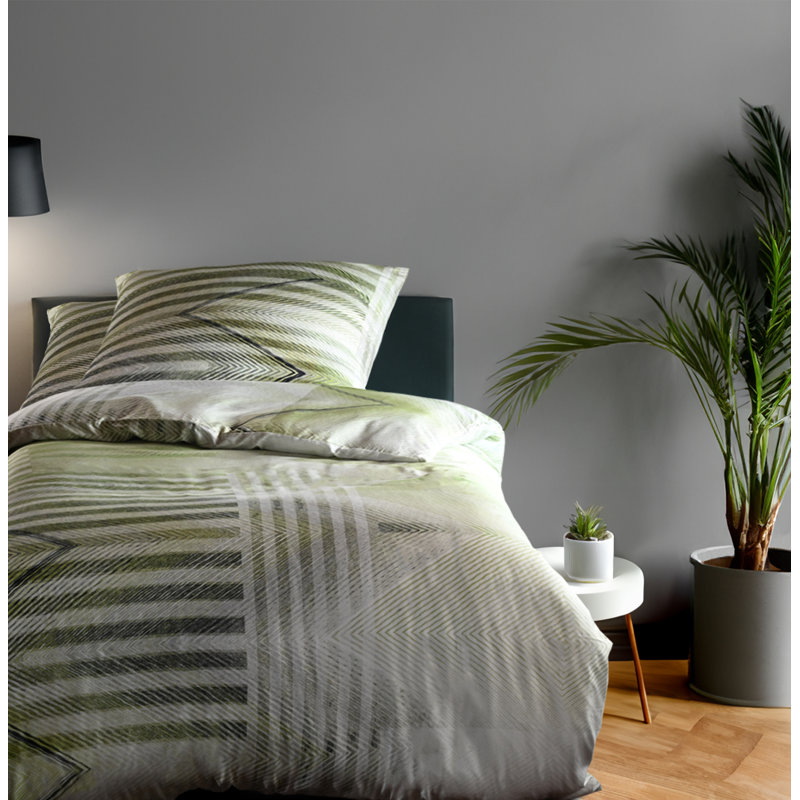White Green Sateen 2 Piece Duvet Cover Set