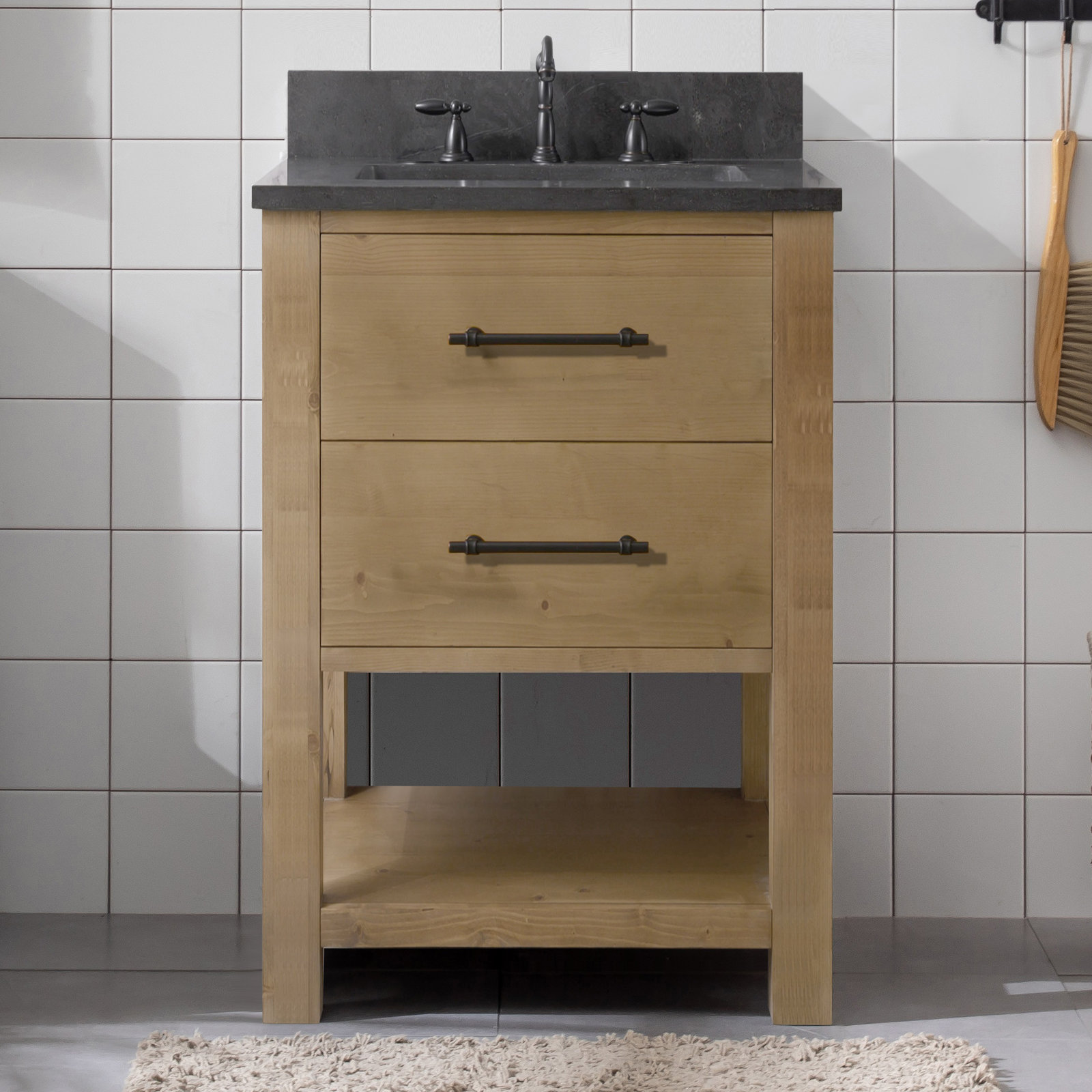 Keri 24'' Single Bathroom Vanity, Tan/Antique Black