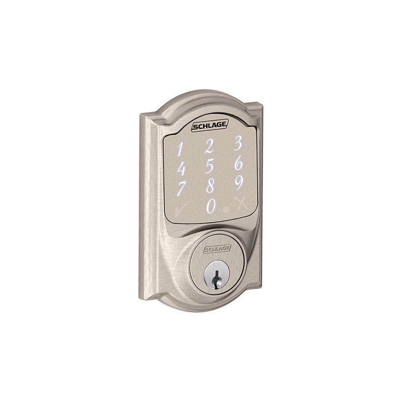Sense Smart Deadbolt with Camelot Trim, Satin Nickel, Yes