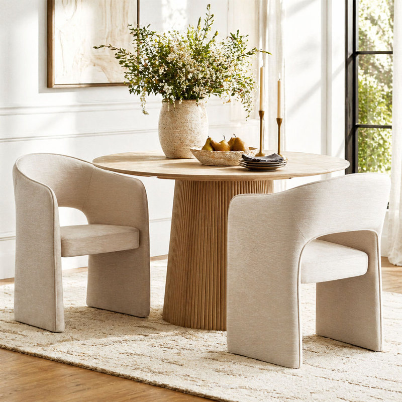 Chaises de salle à manger rembourrées Modern, Beige