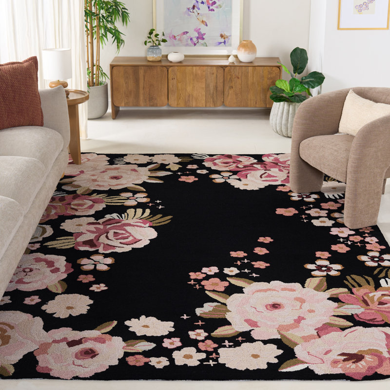 Abren Hand Tufted Wool Pile Floral Rug, Rectangle 8" x 10"