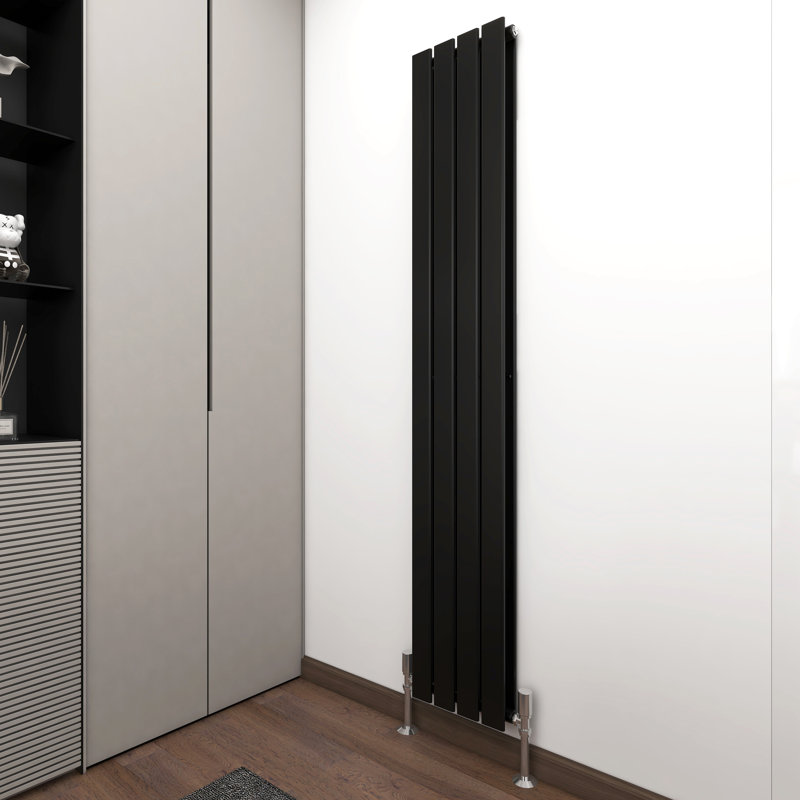 Horizontal Flat Panel Radiators, 180cm H x 27.2cm W x 5.8cm D, Black
