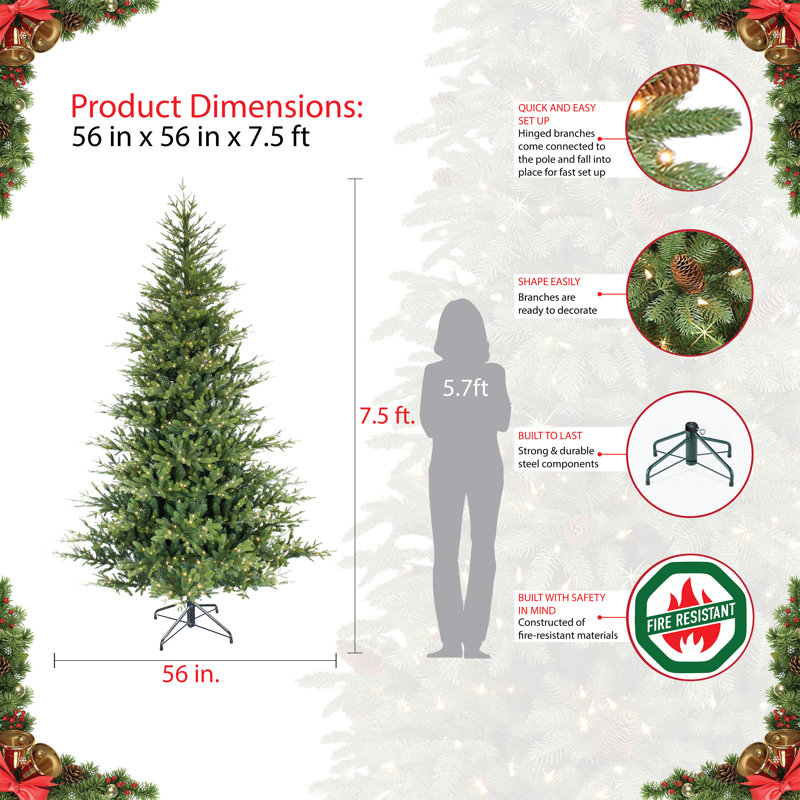 7.5' Lighted Artificial Spruce Christmas Tree