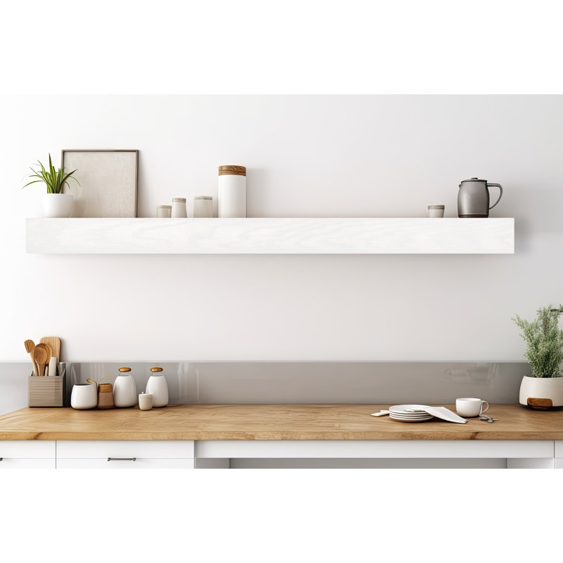 Tablette flottante Krystallynn, H 6 po x l 59 po x P 4 po, Blanc