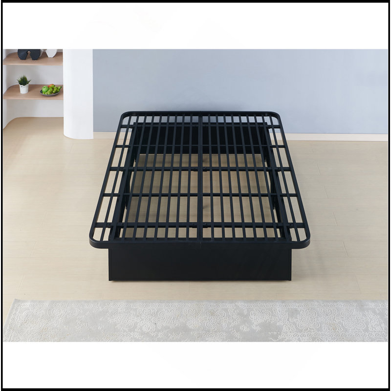 Modern Style Heavy Duty Cal King Size Bed Base Frame Made With Metal In Black