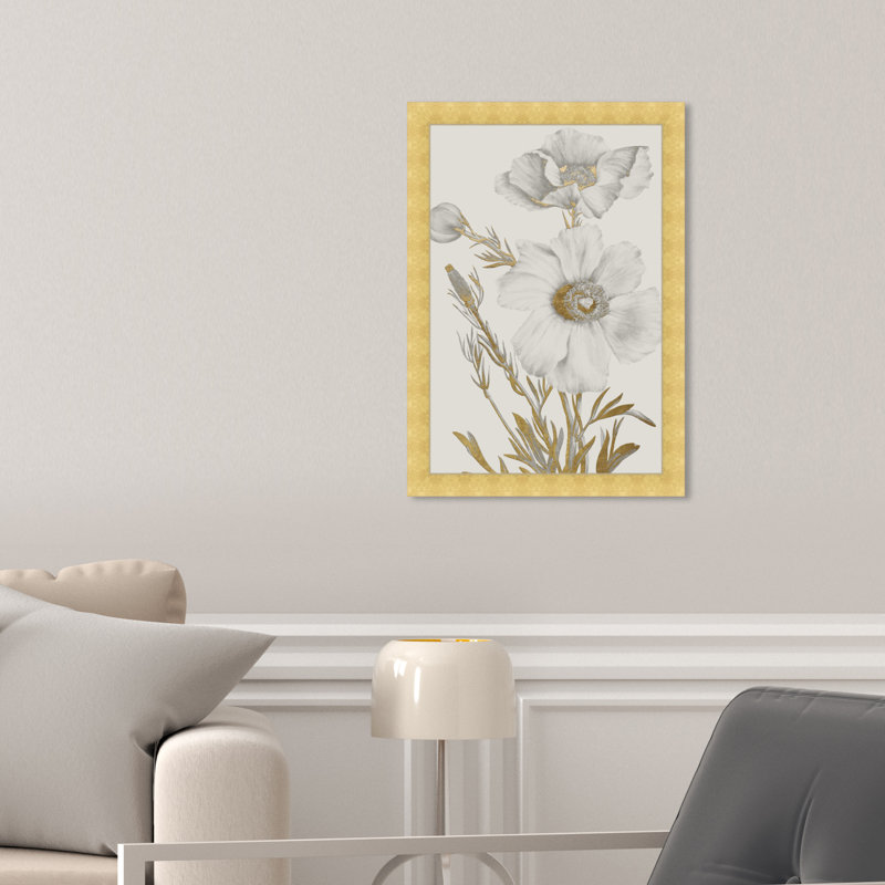 Élégante fleur dorée encadrée, impression pour chambre à coucher, H 17 po x l 12 po, Cadre doré
