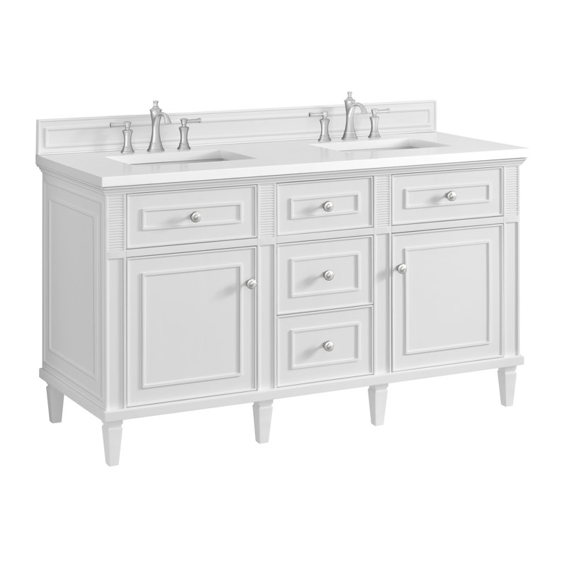 Lorelai 60'' W Double Vanity, White Zeus, Bright White, 8" Widespread