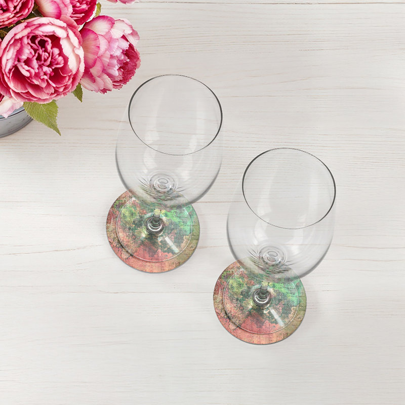Sous-verres ronds en cuir aquarelle