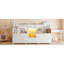 Lit simple mezzanine bas avec plusieurs espaces de rangement, tiroirs en tissu non tissé, tablettes, lit mezzanine en métal avec lumières et espaces indépendants sous le lit, aucun sommier nécessaire