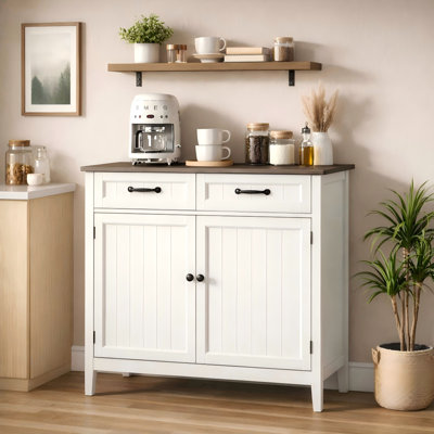32'' Sideboard with Two Drawers & Adjustable Shelves for Kitchen or Living Room