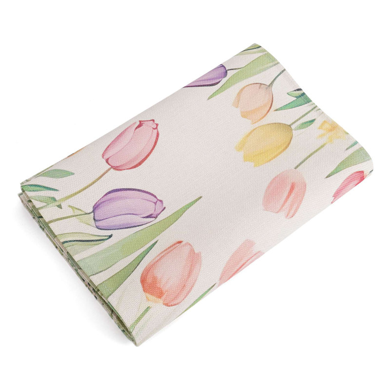 Chemin de table floral tulipe lavande, décoration de table de salle à manger de printemps pour décoration de fête à domicile 13 x 72 pouces
