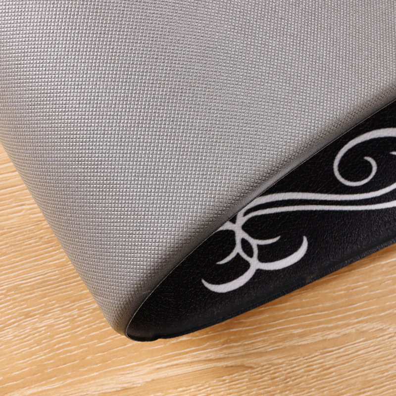Anti-Fatigue Non-Skid Waterproof Cushioned Kitchen Mat (Set of 2), Black, Runner 17" x 28" + 17" x 48"