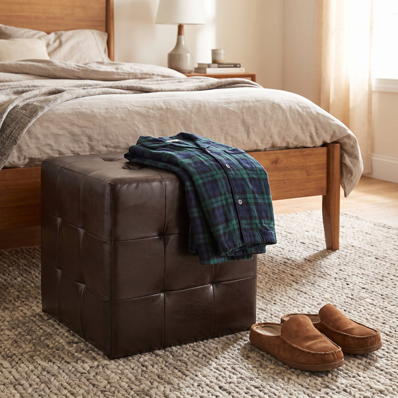 Delinda Faux Leather Ottoman, Espresso Faux Leather