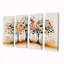 Automne orange et bleu, arbre, saisons, reflets I - ensemble de salon abstrait Mid-Century Wall Art-105178228