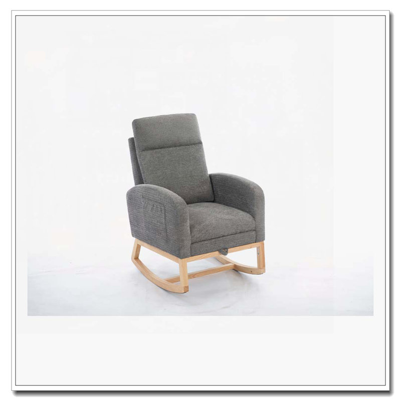 Chaise berçante avec pieds en bois massif, Gris foncé