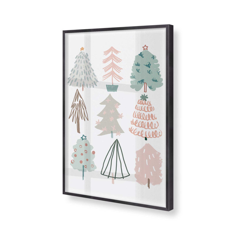 Playful Christmas Trees I Print in a Frame, Weathered Zinc Framed, H 37,25 po x l 25,25 po