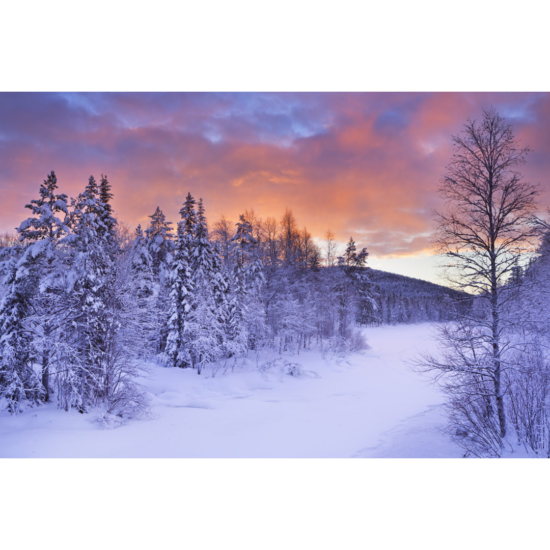 Sonnenaufgang über einem Fluss von Sara_Winter - Leinwanddrucke auf Leinwand