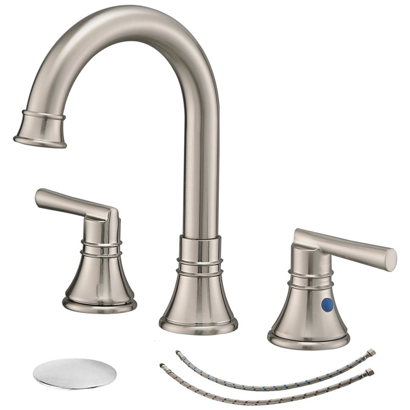 Robinet de salle de bain à large entraxe avec bonde, Chrome