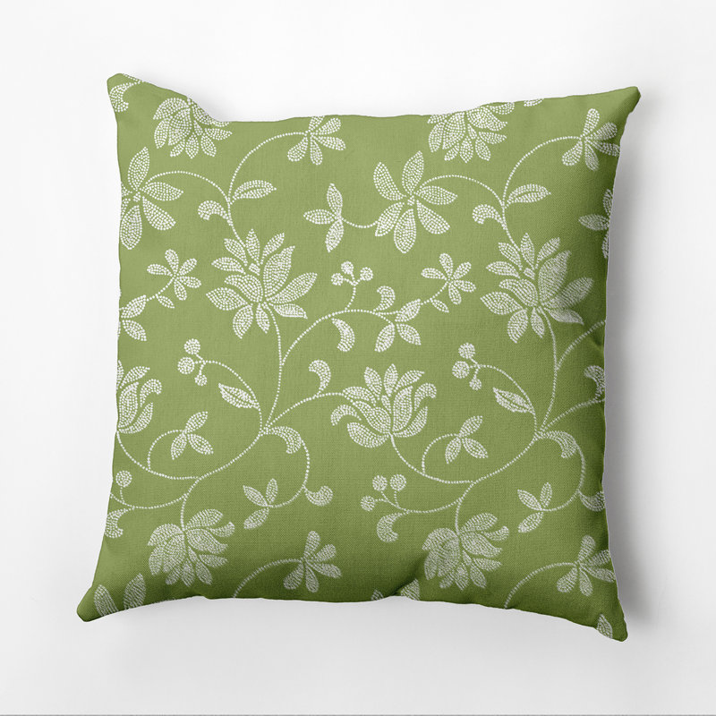 Housse et insert de coussin d'extérieur carré Botanical Blooms, 20 po x 20 po, Vert, Rembourrage en duvet synthétique