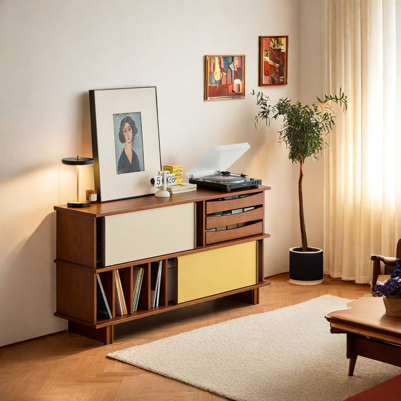 Buffet décoratif rétro et élégant en bois massif