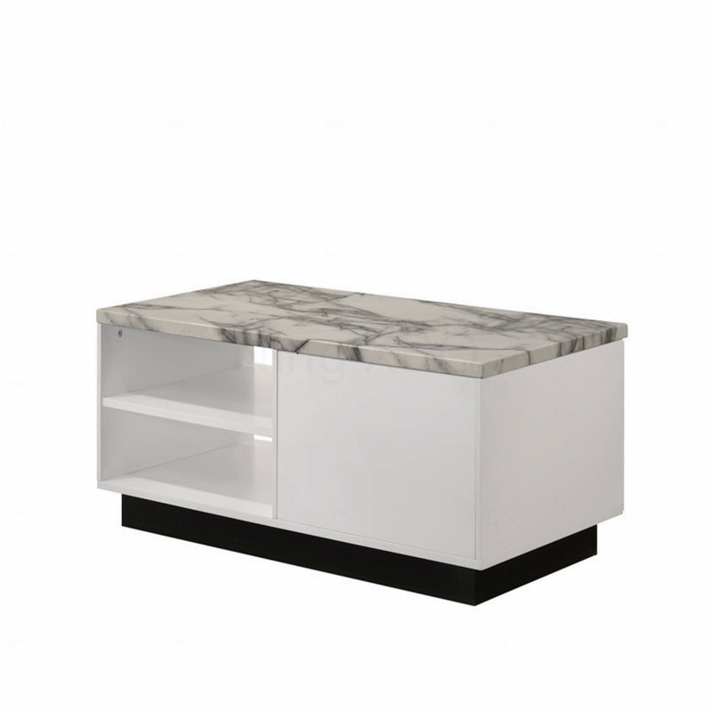 Table basse l 47 po avec plateau en faux marbre blanc