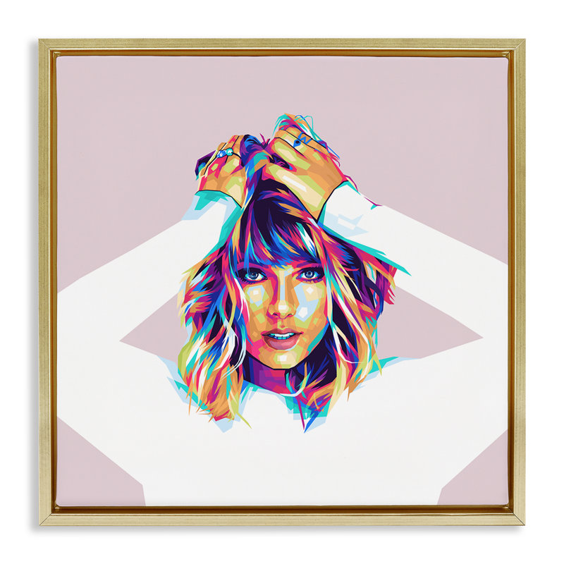«Rainbow Haired Taylor», art mural encadré flottant par Birch & Ink, H 25 po x l 25 po, Cadre flottant orme Montalcino