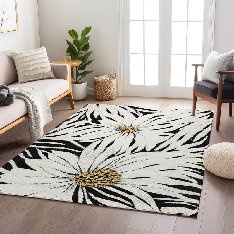 Machine Washable Indoor/Outdoor Oliveras ACN2263 Floral Rug, Rectangle 5' x 7'6"