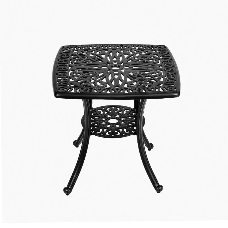 Archibald Square Metal Folding Outdoor Dining Table With Umbrella Hole , 62.5cm cm W 62.5cm cm D