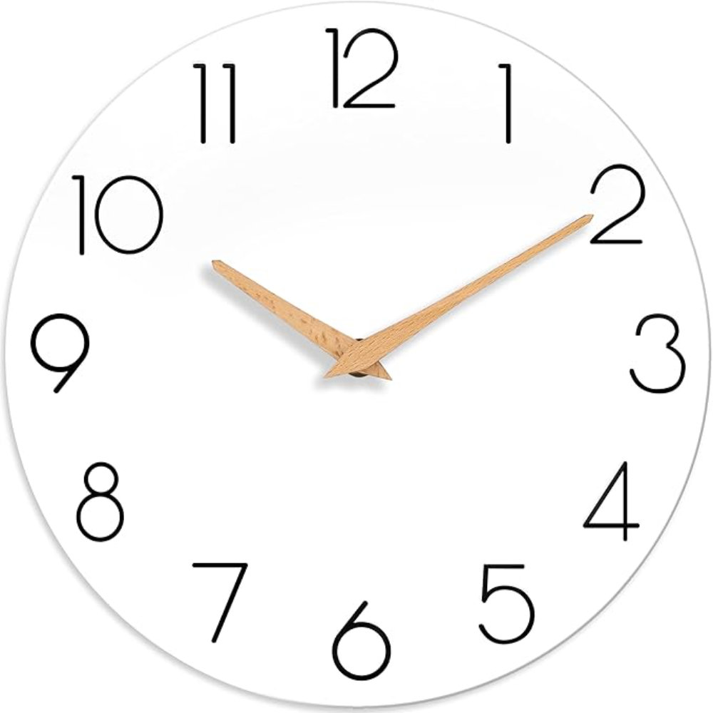 Ebern Designs Wall Clock, 14 Inch Wooden Silent Non-Ticking, Decorative ...
